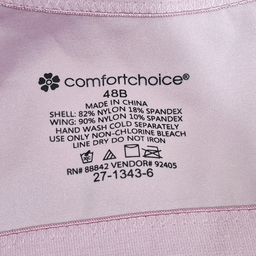 Comfort Choice 27-1343-6 Lightly Lined Wire Free‎ Bra 48C Lavender